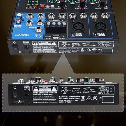 4 Channel Live Studio Stereo Audio Mixer Sound Mixing Mixer Console with USB Interface