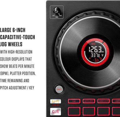 Numark Mixtrack Pro FX – 2 Deck DJ Controller For Serato DJ with DJ Mixer, Built-in Audio Interface, Capacitive Touch Jog Wheels and FX Paddles
