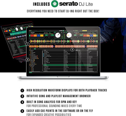Numark Mixtrack Pro FX – 2 Deck DJ Controller For Serato DJ with DJ Mixer, Built-in Audio Interface, Capacitive Touch Jog Wheels and FX Paddles