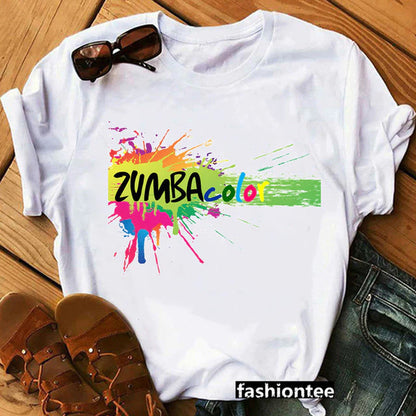 Summer Fashion Zumba Black Tshirt Women'S Clothing Fitness Dance Graphic Tees Shirt Femme Lover Sport Gymnastics T-Shirt Female