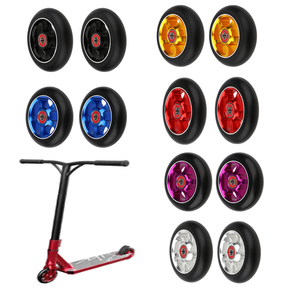 2Pcs/Set Aluminum Alloy 100Mm Pro Stunt Scooter Wheels with Bearing Kick Scooters Scooter Parts Wheels Replacements Accessories