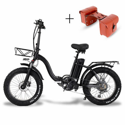 Y20 Folding E-Bike Snow Bike, 750W Motor, 48V 15A/17A Battery, 20 Inch Mountain Bike Fat Bike, Pedal Assist Bike with Basket