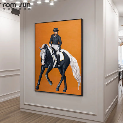 Modern Horse Riding Canvas Painting Posters and Print Nordic Art Wall Rider Pictures for Living Room Bedroom Aisle Home Decor
