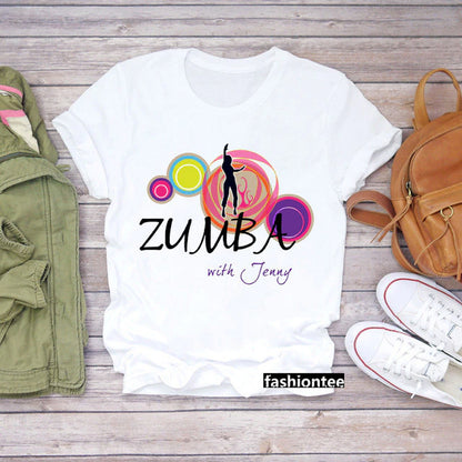 Summer Fashion Zumba Black Tshirt Women'S Clothing Fitness Dance Graphic Tees Shirt Femme Lover Sport Gymnastics T-Shirt Female