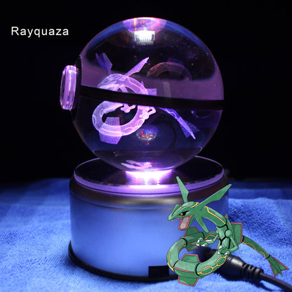 Popullar 80mm 3.15 inch Diameter Crystal Glass Poket Ball with Rotated LED Lamp Base
