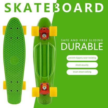 Mini 22 Inch Plastic Fish Board Cruiser Skateboard With Big LED Wheel