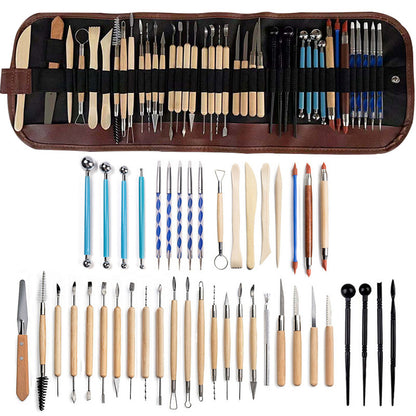43Pcs Double Sided Ceramic Clay Carving Tool Set With Carrying Case