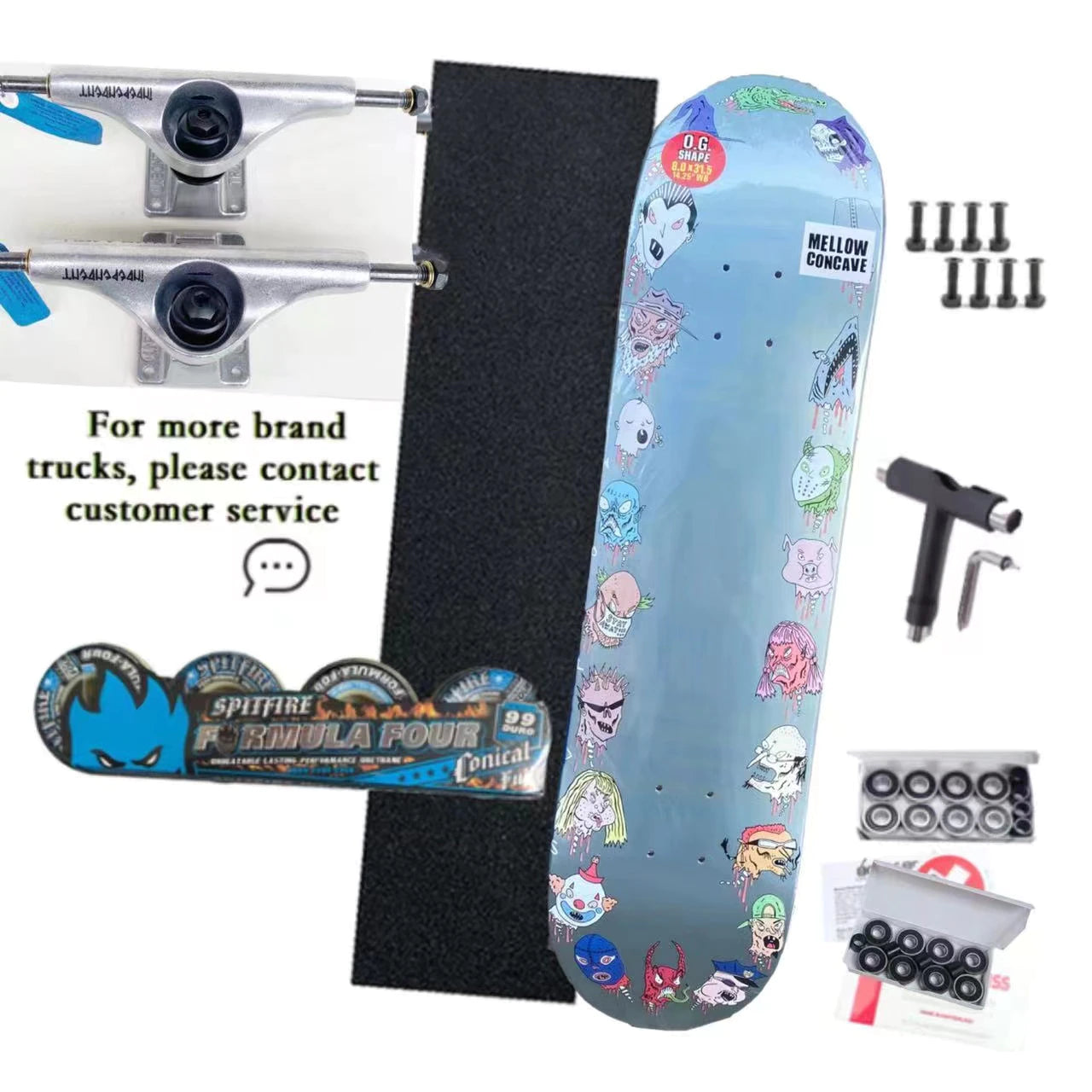 Whole Kit 8Inch Skateboard Santa Cruz Decks Spitfire Skateboard Wheelsthunder Trucks 139 Grizzly Grip Tapes