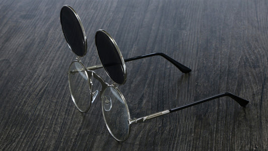 Retro Flip Circular Double Metal Sun Glasses