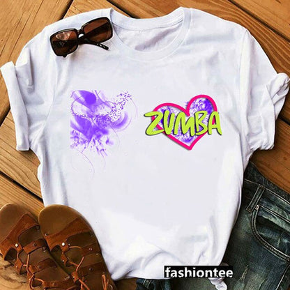 Summer Fashion Zumba Black Tshirt Women'S Clothing Fitness Dance Graphic Tees Shirt Femme Lover Sport Gymnastics T-Shirt Female