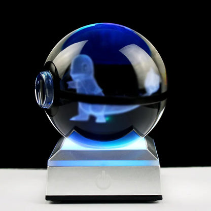Popullar 80mm 3.15 inch Diameter Crystal Glass Poket Ball with Rotated LED Lamp Base