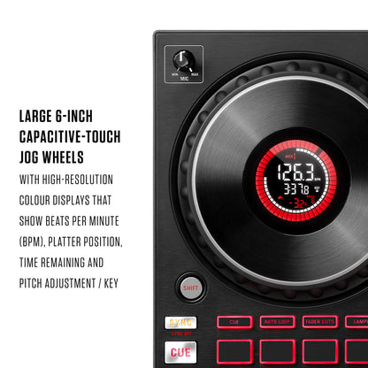 Numark Mixtrack Pro FX – 2 Deck DJ Controller For Serato DJ with DJ Mixer, Built-in Audio Interface, Capacitive Touch Jog Wheels and FX Paddles