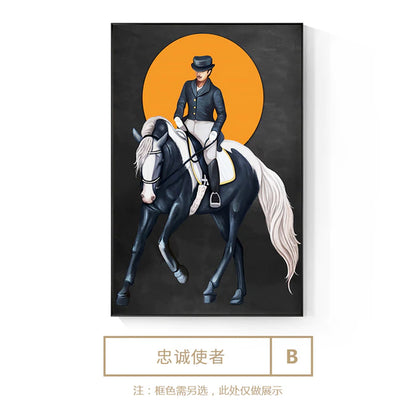 Modern Horse Riding Canvas Painting Posters and Print Nordic Art Wall Rider Pictures for Living Room Bedroom Aisle Home Decor