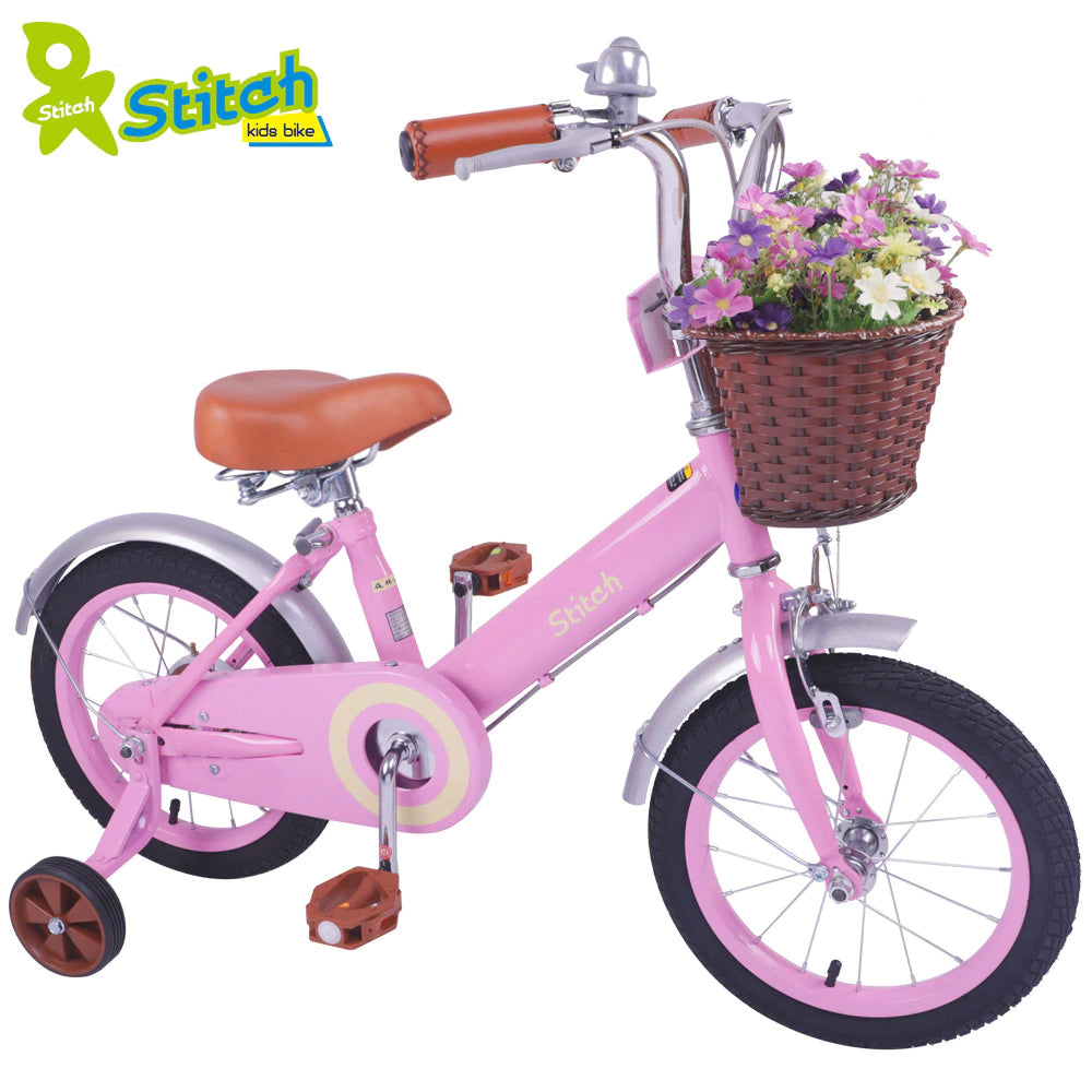 JOYSTAR 12 14 16 18 Inch Kids Bike with Basket and Training Wheels for 2-9 Years Old Girls Boys Bicycle Green Beige Pink