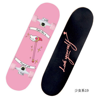 2021 New Pink Series Hot 79*21CM Skateboard Double Vertical Four Wheel Skateboard Skateboard Bamboo Enny Board Long Board Deck