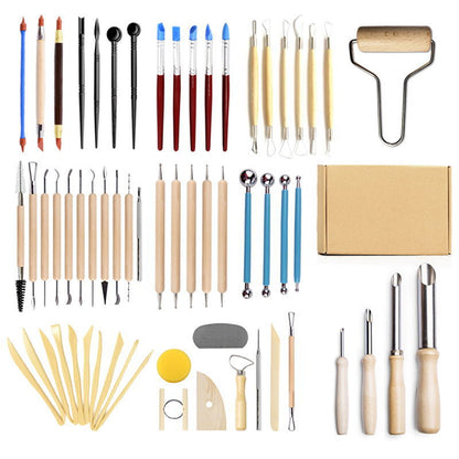 43Pcs Double Sided Ceramic Clay Carving Tool Set With Carrying Case