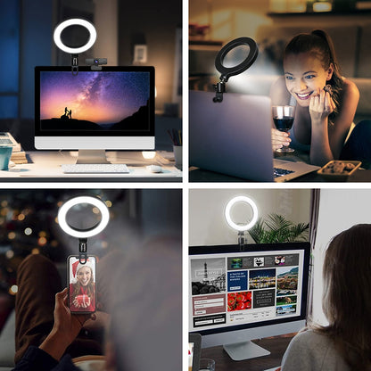 6.3 Inch LED Selfie Ring Light - USB Desktop Clip