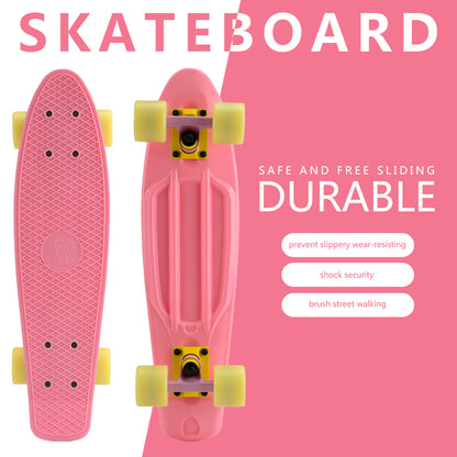 Mini 22 Inch Plastic Fish Board Cruiser Skateboard With Big LED Wheel