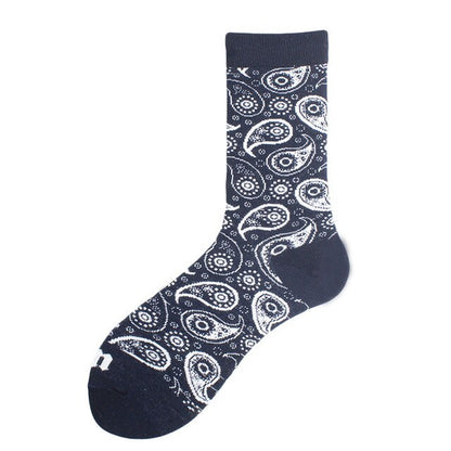 Black White Cotton Funny Flower Socks Bandanna Paisley West Coast Black Hiphop Pop Top Street Skate Fashion Skateboard Youth