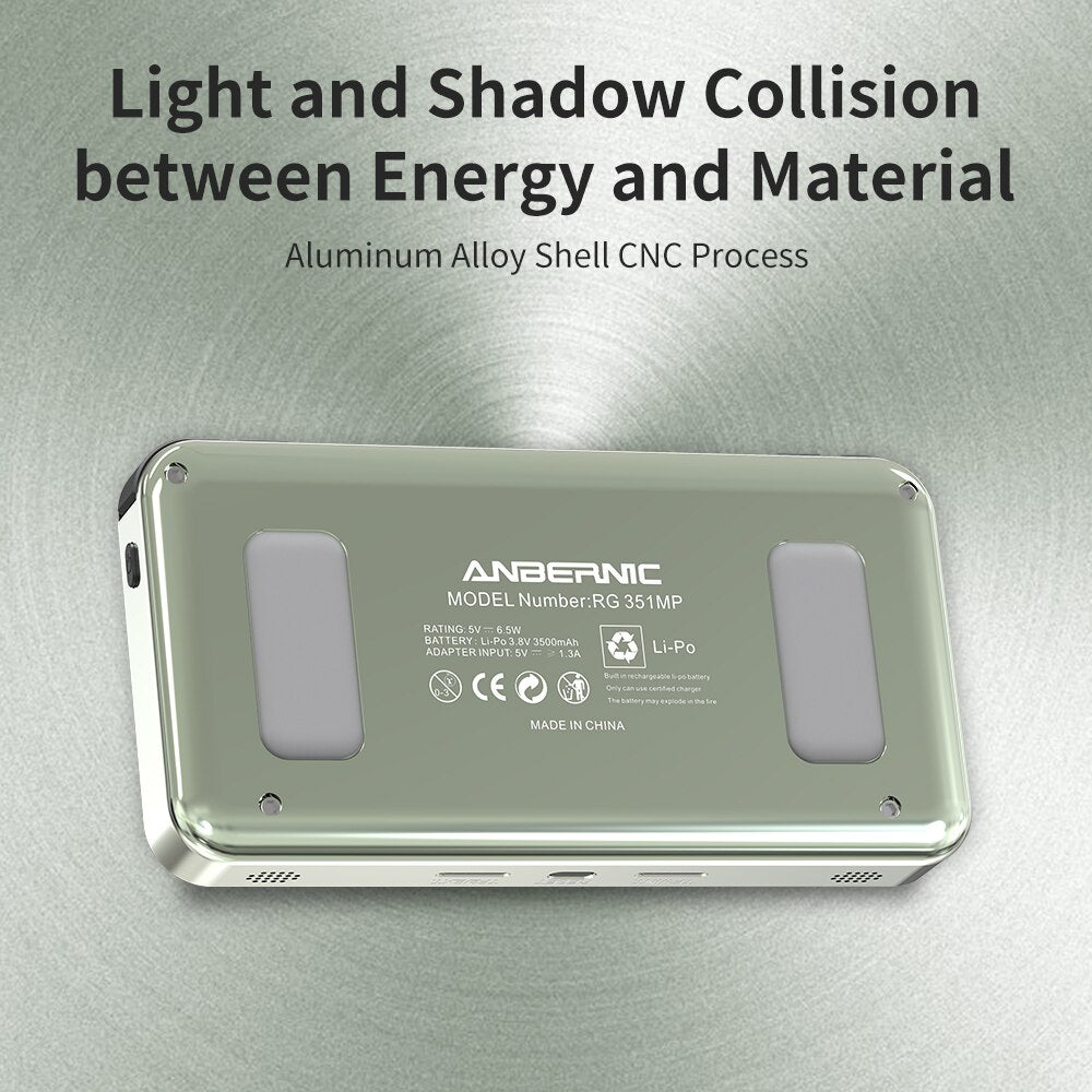 ANBERNIC 3.5 Inch IPS RG351MP Handheld Video Game Console for PS1 N64 PSP GBA FC Retro Games Player Metal Pocket Consoles Box