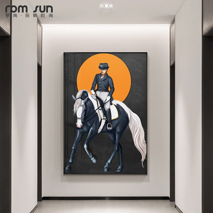 Modern Horse Riding Canvas Painting Posters and Print Nordic Art Wall Rider Pictures for Living Room Bedroom Aisle Home Decor