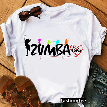 Summer Fashion Zumba Black Tshirt Women'S Clothing Fitness Dance Graphic Tees Shirt Femme Lover Sport Gymnastics T-Shirt Female