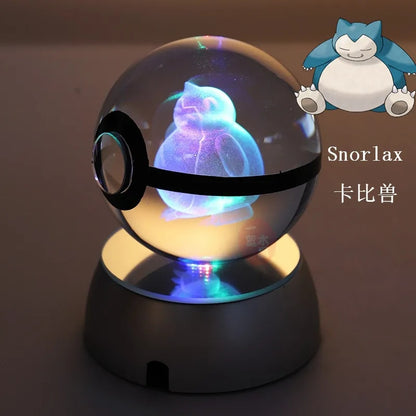 Popullar 80mm 3.15 inch Diameter Crystal Glass Poket Ball with Rotated LED Lamp Base