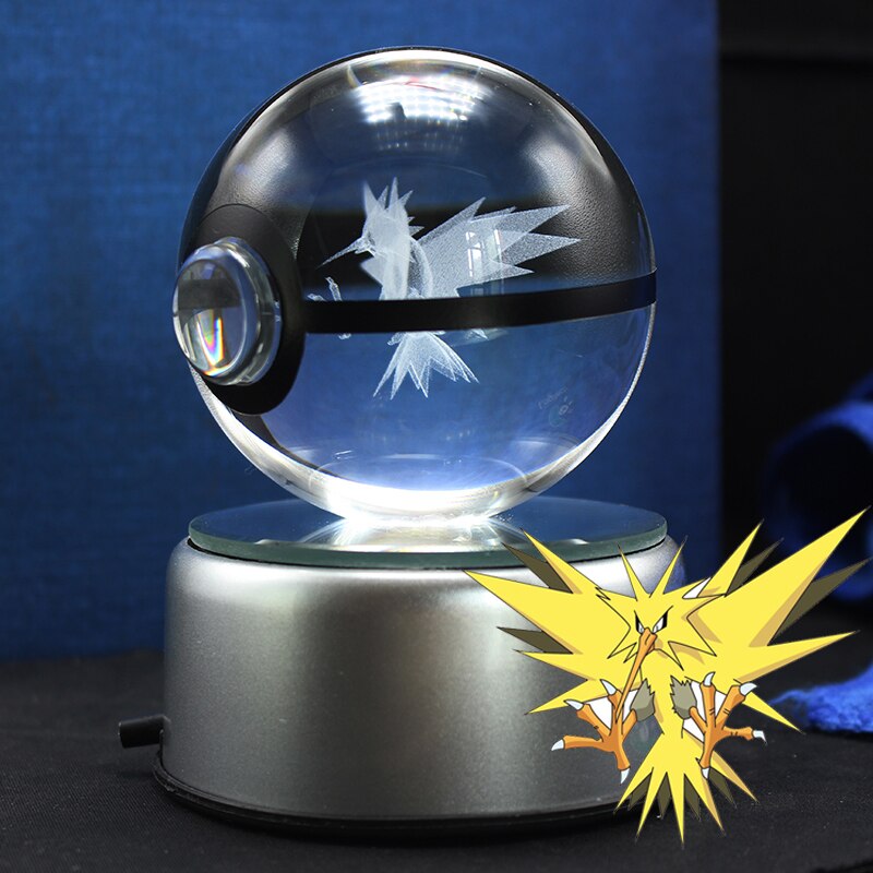 Popullar 80mm 3.15 inch Diameter Crystal Glass Poket Ball with Rotated LED Lamp Base