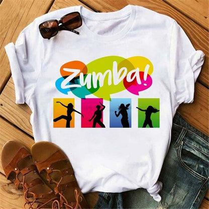 Summer Fashion Zumba Black Tshirt Women'S Clothing Fitness Dance Graphic Tees Shirt Femme Lover Sport Gymnastics T-Shirt Female