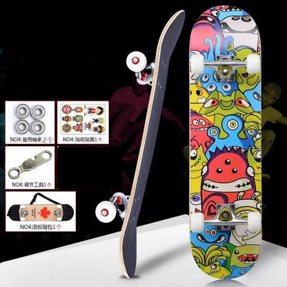Skateboarders 79Cm/31" Beginner Adult Kids Maple Complete Skate Board Cool Double Rocker Skateboard High Speed Drift Skateboard