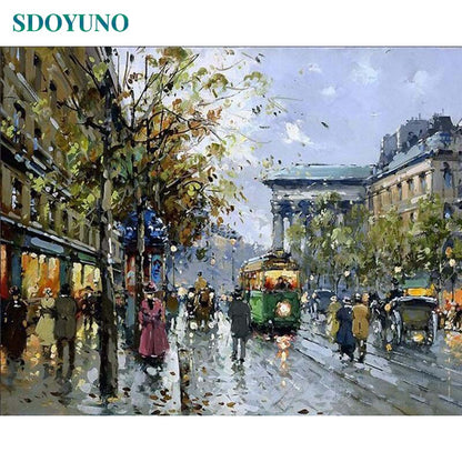 SDOYUNO pictures by numbers Landscape on canvas acrylic Painting By Numbers DIY 60x75cm Frame Digital Painting Draw Number