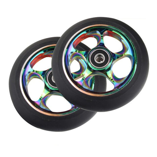 100Mm Scooter Wheels Replacement with Bearings Aluminum Wear-Resistant PU Stunt Scooter Parts Kick Scooter Accessories 2Pcs/Set