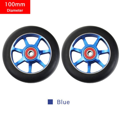 100Mm Scooter Wheels Replacement with Bearings Aluminum Wear-Resistant PU Stunt Scooter Parts Kick Scooter Accessories 2Pcs/Set