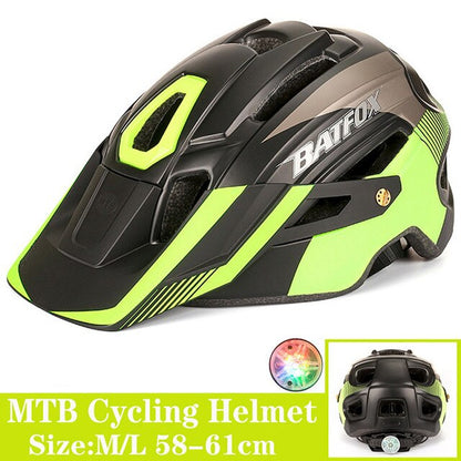 BATFOX Camouflage Mountain Bike Helmet MTB Road Bike Riding Helmet Big Brim Red Taillight Average Size