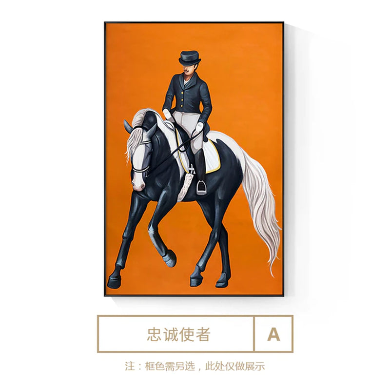 Modern Horse Riding Canvas Painting Posters and Print Nordic Art Wall Rider Pictures for Living Room Bedroom Aisle Home Decor