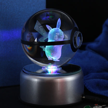 Popullar 80mm 3.15 inch Diameter Crystal Glass Poket Ball with Rotated LED Lamp Base