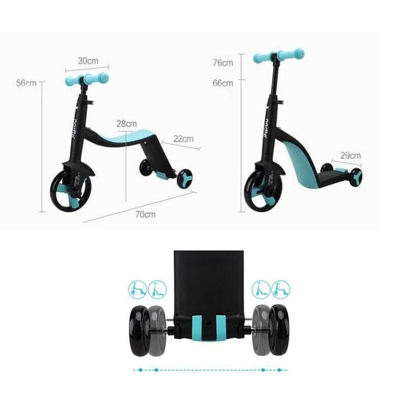 Children Scooter Tricycle Baby 3 in 1 Balance Bike Ride on Toys for 2-5Years Old Children for Learning Walk Scooter Toys for Kid