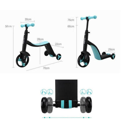 Children Scooter Tricycle Baby 3 in 1 Balance Bike Ride on Toys for 2-5Years Old Children for Learning Walk Scooter Toys for Kid