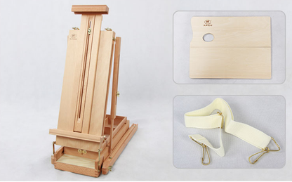 2021 Art Supplier Foldable Portable  Wooden French Style Large Sketchbox Easel With Palette