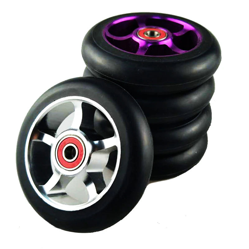 100Mm Scooter Wheels Skateboard Wheelchair Wheel Aluminium Alloy Steel Hub 2 Pieces 88A High Elasticity Precision Speed Skating