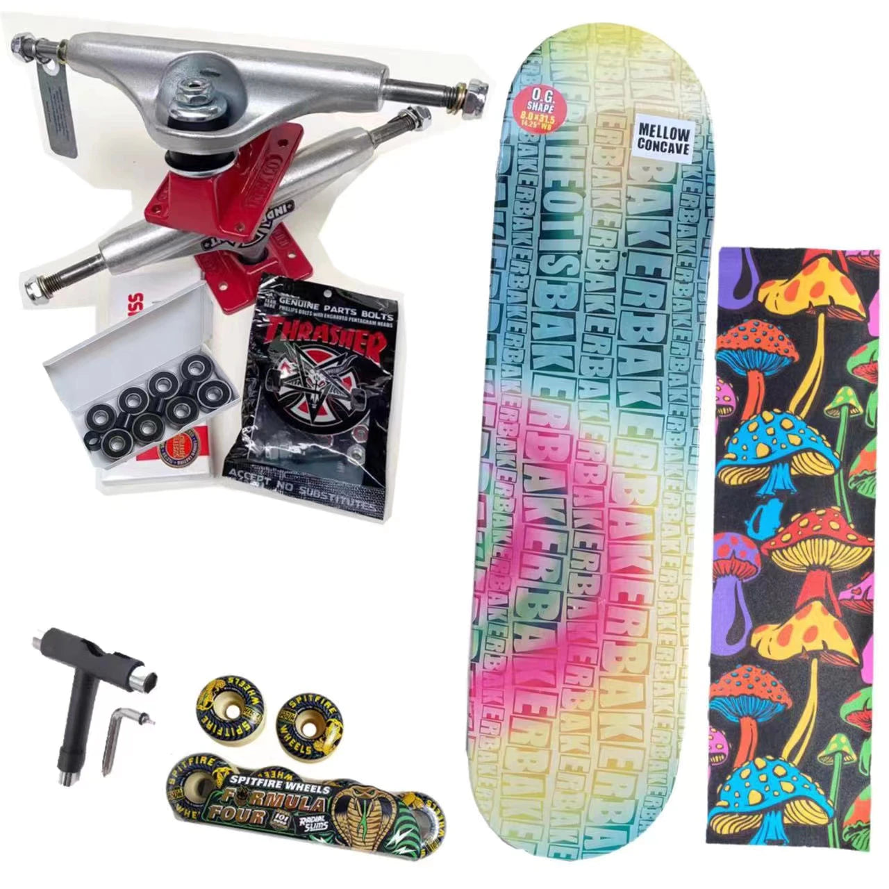 Whole Kit 8Inch Skateboard Santa Cruz Decks Spitfire Skateboard Wheelsthunder Trucks 139 Grizzly Grip Tapes