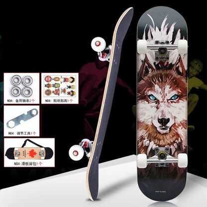 Skateboarders 79Cm/31" Beginner Adult Kids Maple Complete Skate Board Cool Double Rocker Skateboard High Speed Drift Skateboard
