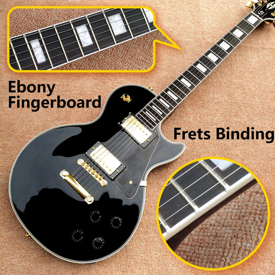 Electric Guitar, Ebony Fingerboard, Frets Binding, Gold Hardware, Black Beauty, Free Delivery