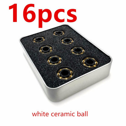16Pcs Roller Skate Bearings Ceramic BLACK Ball Inline Skates High Speed Bearings Competitional Skateboard Longboard Bearing