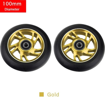 100Mm Scooter Wheels Replacement with Bearings Aluminum Wear-Resistant PU Stunt Scooter Parts Kick Scooter Accessories 2Pcs/Set