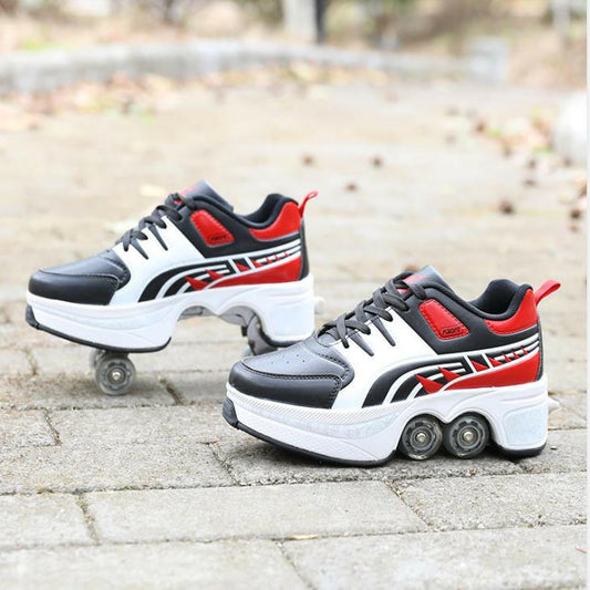 Roller Sneakers Men Wheels Roller Women Shoes Deformation Roller Shoes For Children Agloat