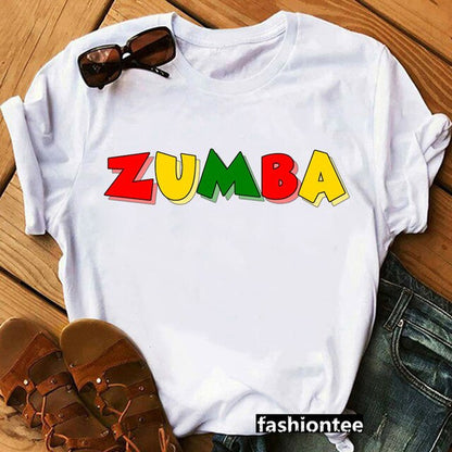 Summer Fashion Zumba Black Tshirt Women'S Clothing Fitness Dance Graphic Tees Shirt Femme Lover Sport Gymnastics T-Shirt Female
