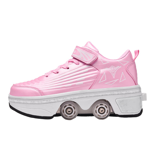 34-43Size Deformation Roller Shoes Sneakers Parkour Wheel Shoes 4 Wheels Rounds of Running Shoes Roller Skates Shoes Sneakers