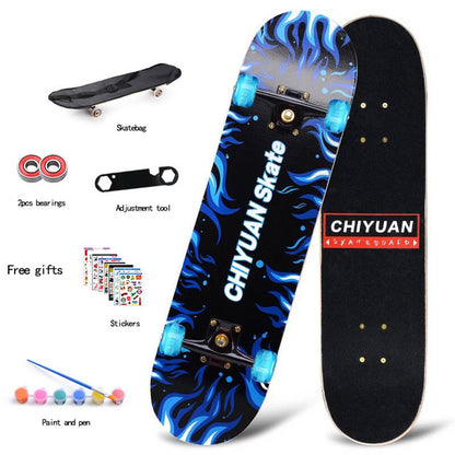 80CM 7-Tier Maple Skateboard Hard Wheel Alluminum Alloy Trucks Double Tilt Skateboard Skatepark Skate Boards for Children Adults