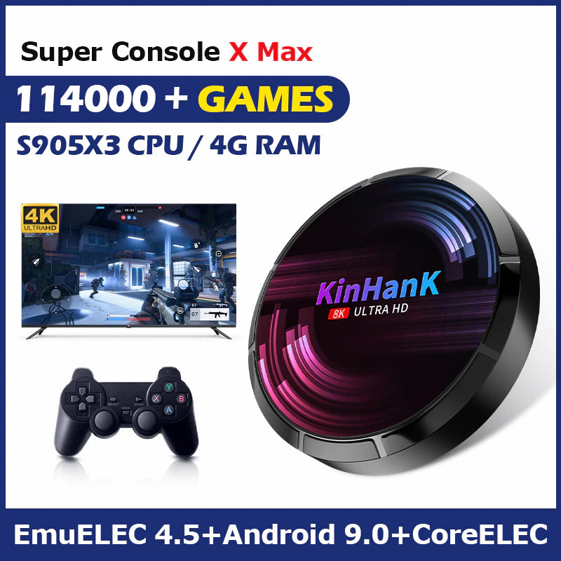 Retro Video Game Console Super Console X Max 4K HD Wifi with 114000 Games for Ps1/Psp/Dc/Sega Saturn/Md/Naomi Game Player TV Box